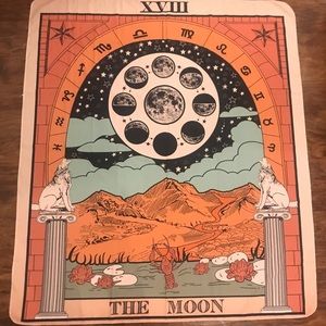 51x59’’ Orange Astrology Tarot Moon Tapestry